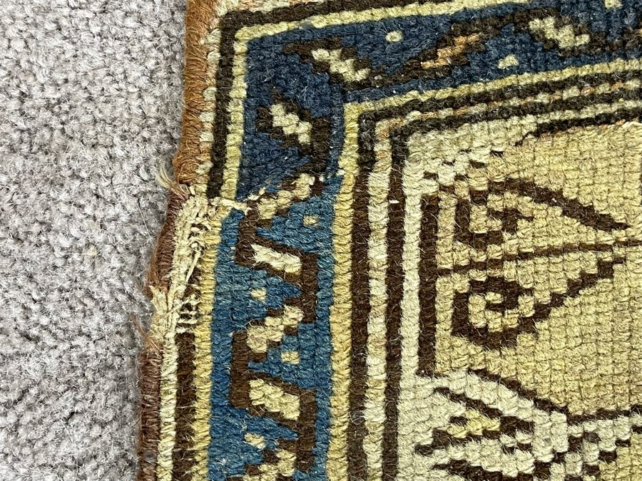 Old Hand Knotted Wool Persian Area Rug Geometric Patterns 50W X 63L [Photo 8]