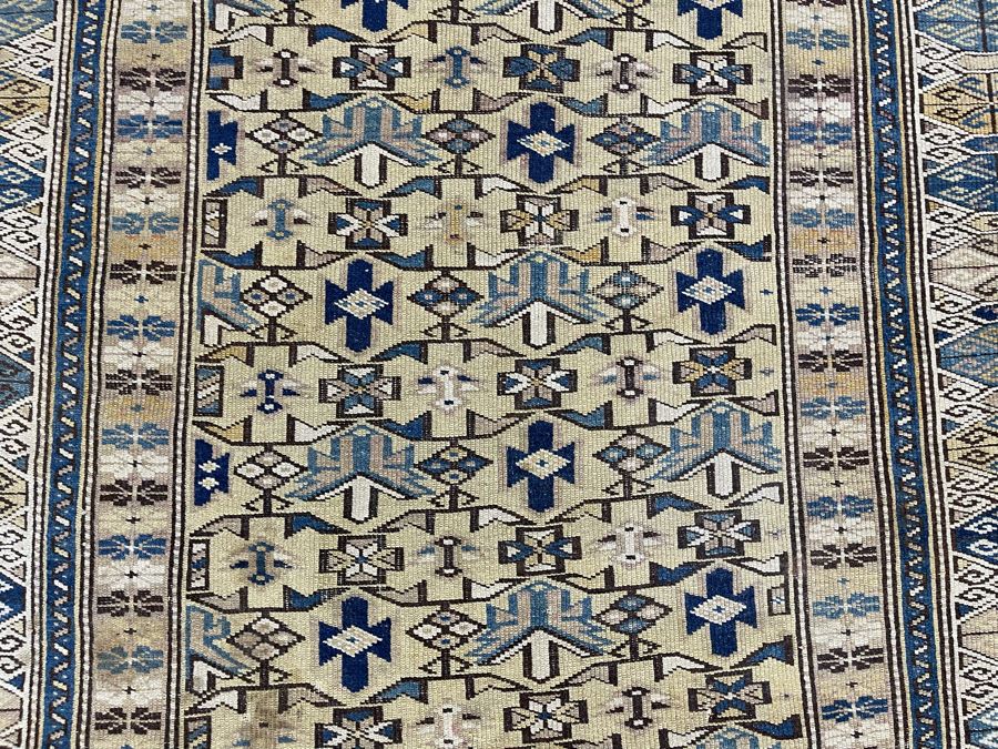 Old Hand Knotted Wool Persian Area Rug Geometric Patterns 50W X 63L [Photo 5]