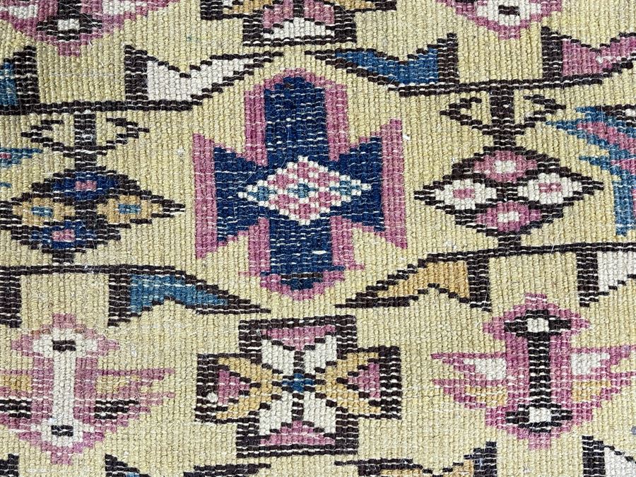 Old Hand Knotted Wool Persian Area Rug Geometric Patterns 50W X 63L [Photo 19]