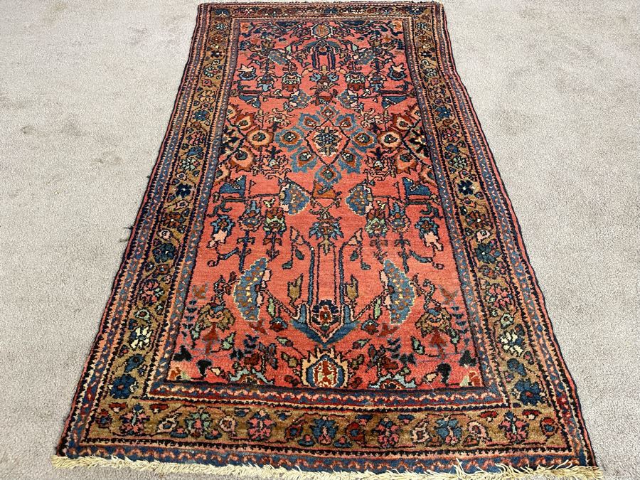 Old Hand Knotted Wool Persian Area Rug 31W X 54L