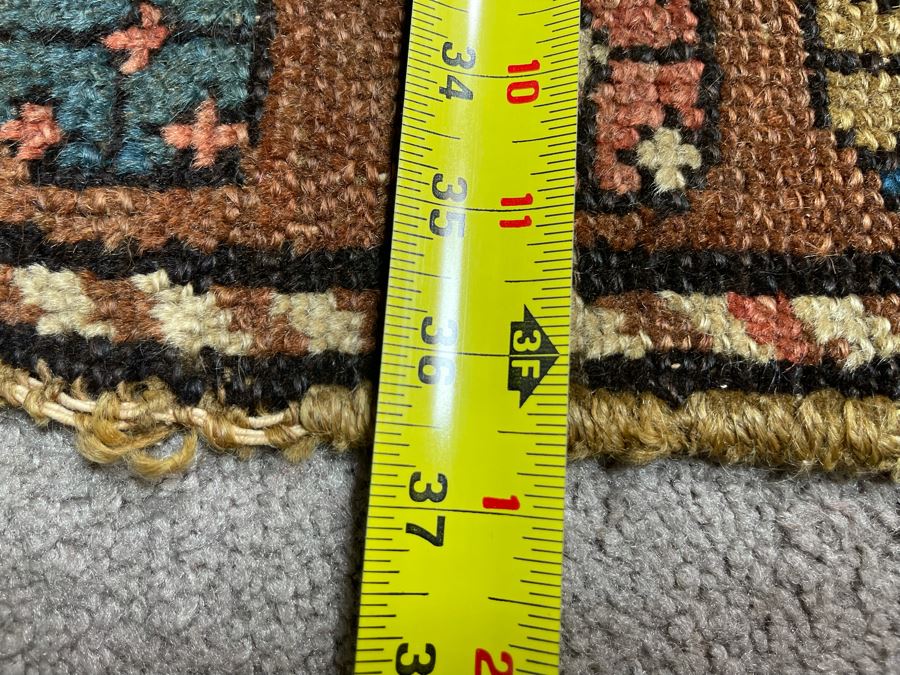 Old Hand Knotted Wool Persian Runner Rug Geometric Patterns 36.5W X 103L [Photo 17]