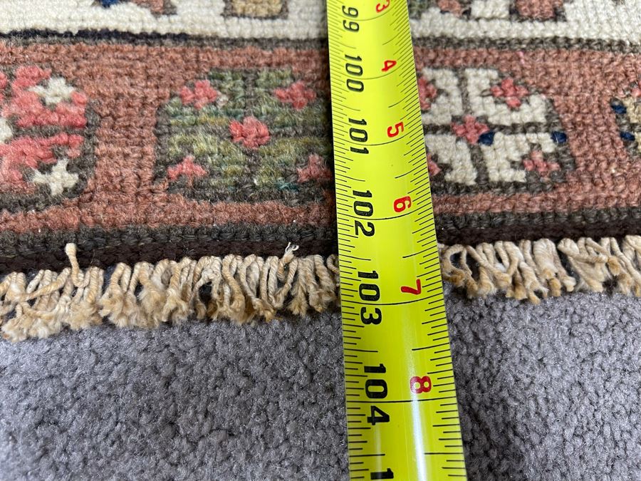 Old Hand Knotted Wool Persian Runner Rug Geometric Patterns 36.5W X 103L [Photo 18]