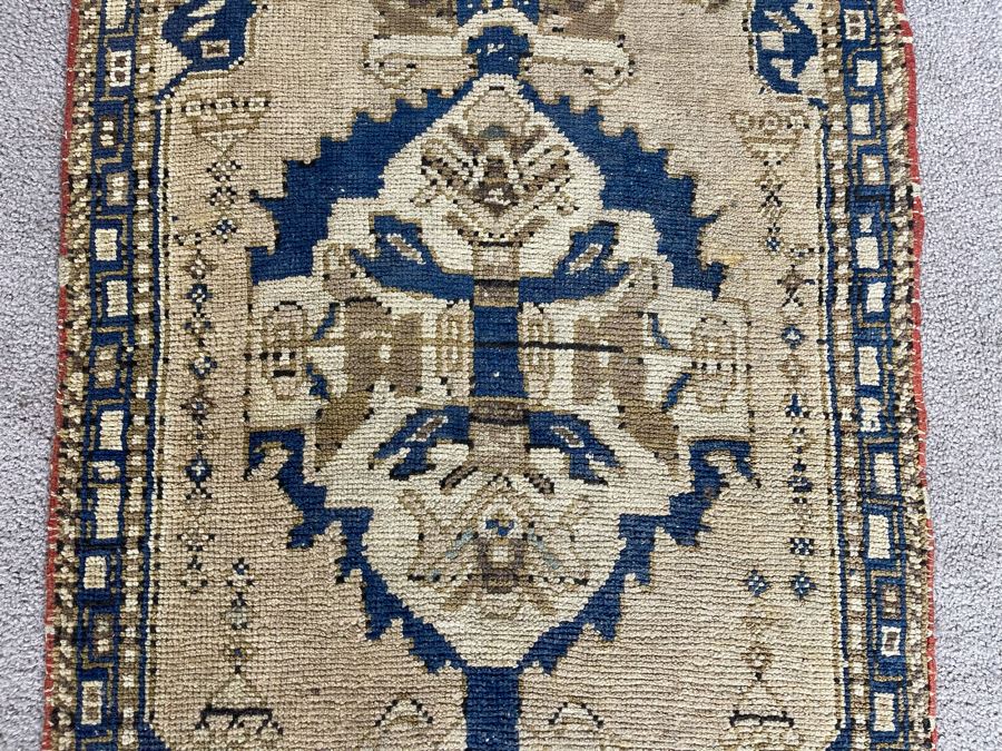 Old Hand Knotted Wool Persian Area Rug 22W X 42L [Photo 7]