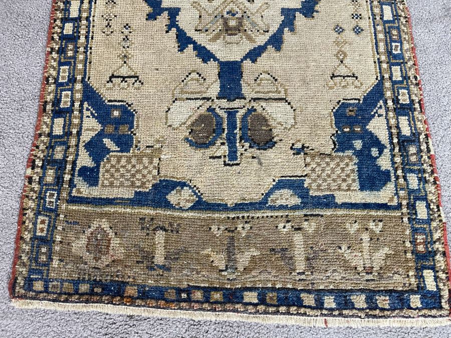 Old Hand Knotted Wool Persian Area Rug 22W X 42L [Photo 5]