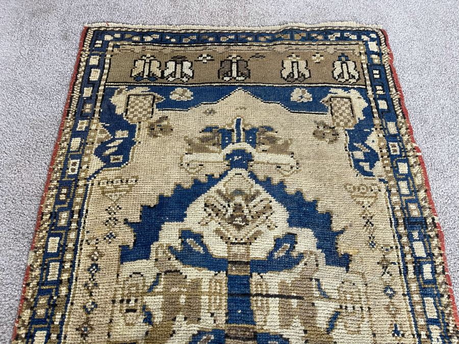 Old Hand Knotted Wool Persian Area Rug 22W X 42L [Photo 8]