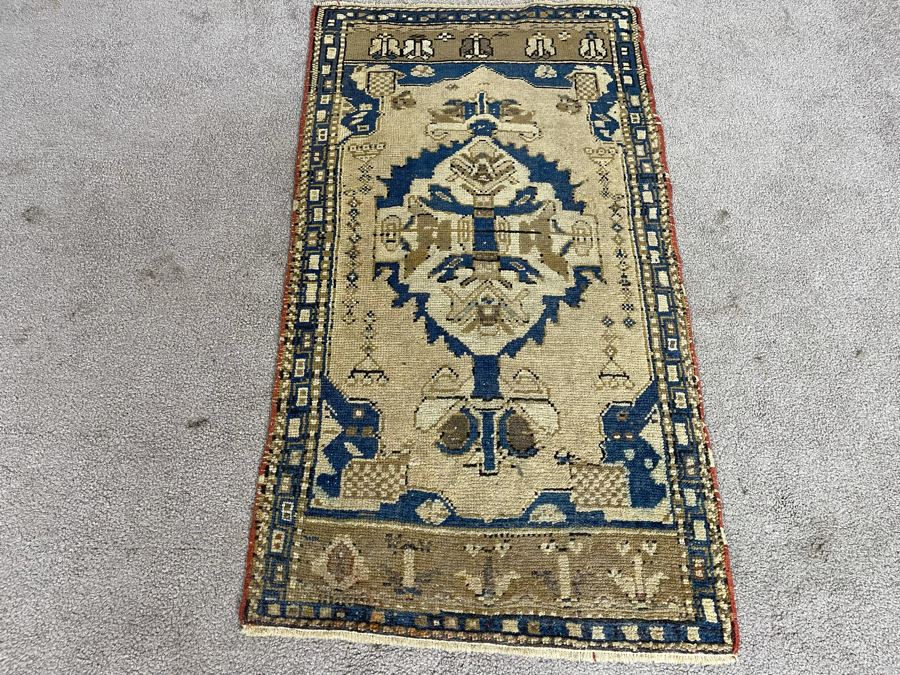 Old Hand Knotted Wool Persian Area Rug 22W X 42L [Photo 2]