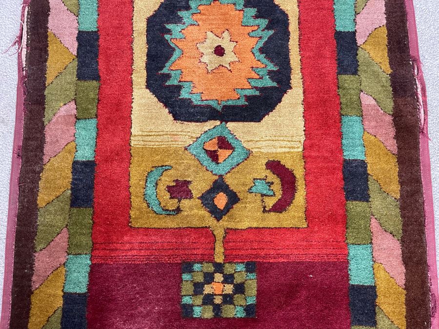 Old Hand Knotted Wool Persian Area Rug With Unusually Bright Colors 26W X 47L [Photo 8]