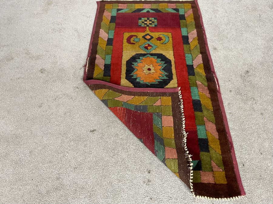 Old Hand Knotted Wool Persian Area Rug With Unusually Bright Colors 26W X 47L [Photo 13]