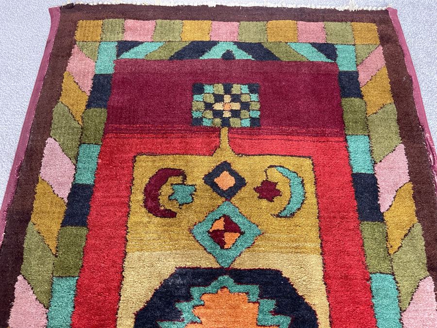 Old Hand Knotted Wool Persian Area Rug With Unusually Bright Colors 26W X 47L [Photo 9]