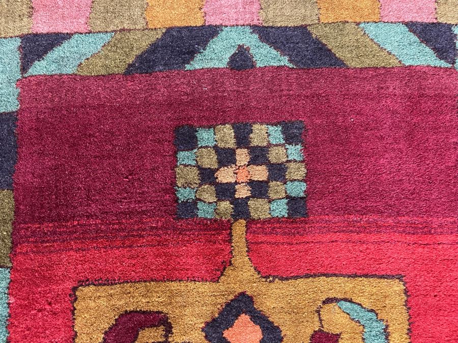 Old Hand Knotted Wool Persian Area Rug With Unusually Bright Colors 26W X 47L [Photo 10]