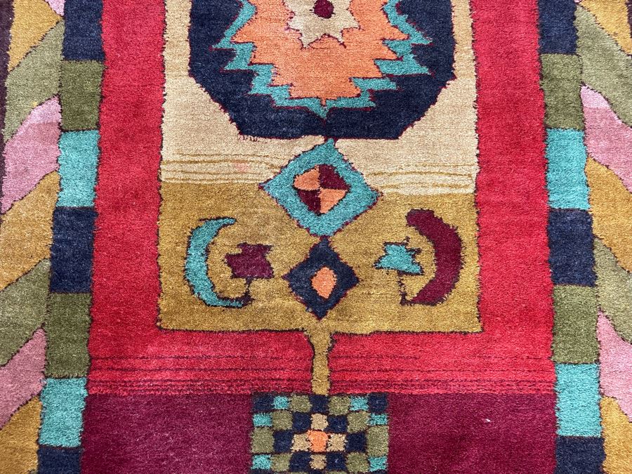 Old Hand Knotted Wool Persian Area Rug With Unusually Bright Colors 26W X 47L [Photo 7]