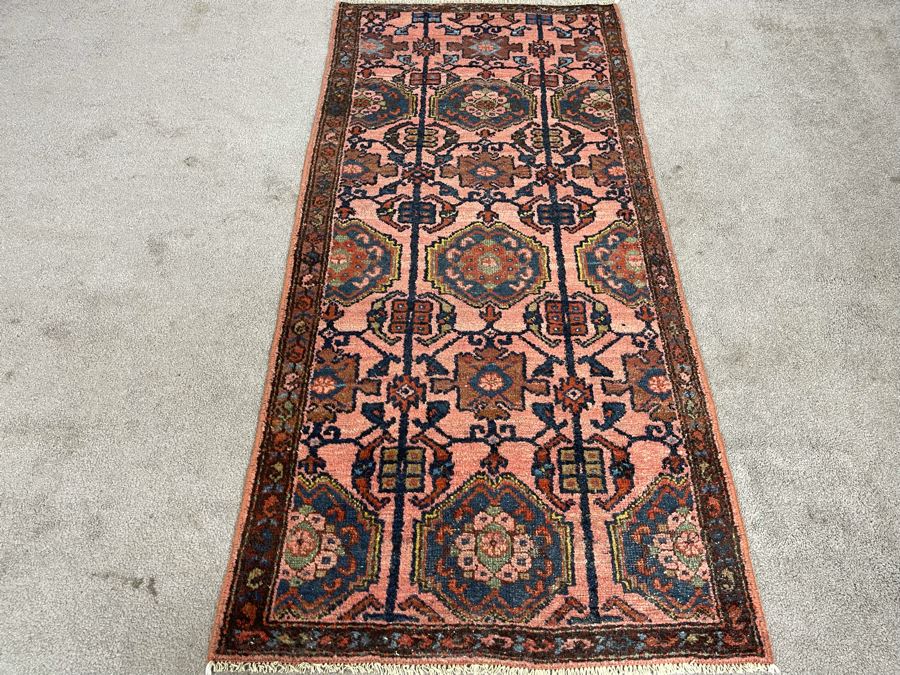 Old Hand Knotted Wool Persian Area Rug 29W X 63L