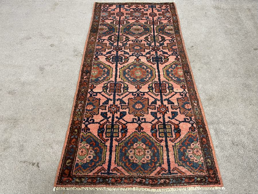 Old Hand Knotted Wool Persian Area Rug 29W X 63L [Photo 3]