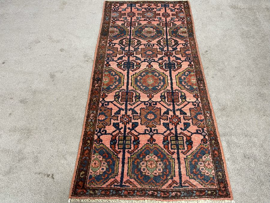 Old Hand Knotted Wool Persian Area Rug 29W X 63L [Photo 2]