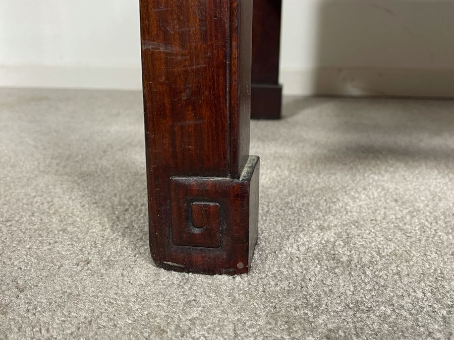 Stunning Chinese Carved Blackwood Rosewood Bench With Cushion 45W X 21D X 38H [Photo 7]