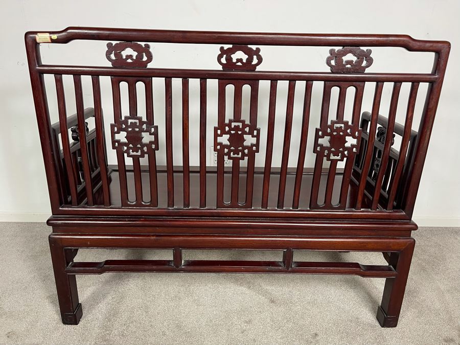 Stunning Chinese Carved Blackwood Rosewood Bench With Cushion 45W X 21D X 38H [Photo 14]