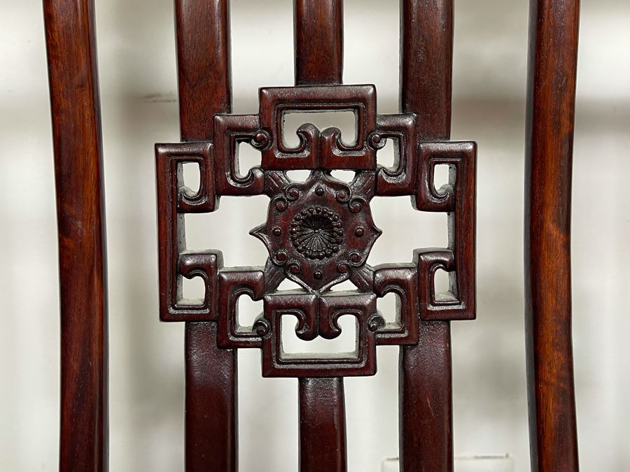 Stunning Chinese Carved Blackwood Rosewood Bench With Cushion 45W X 21D X 38H [Photo 9]