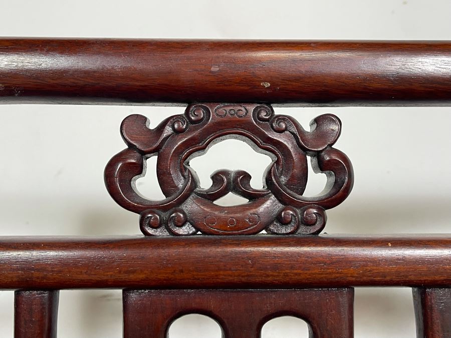 Stunning Chinese Carved Blackwood Rosewood Bench With Cushion 45W X 21D X 38H [Photo 10]