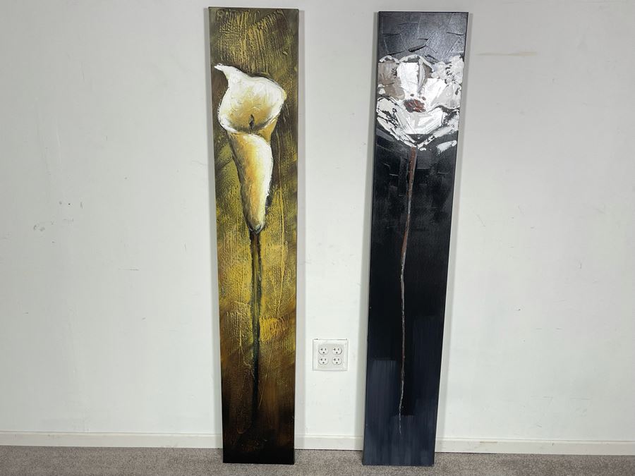 Pair Of Tall Floral Canvas Prints 9.75W X 59H [Photo 2]