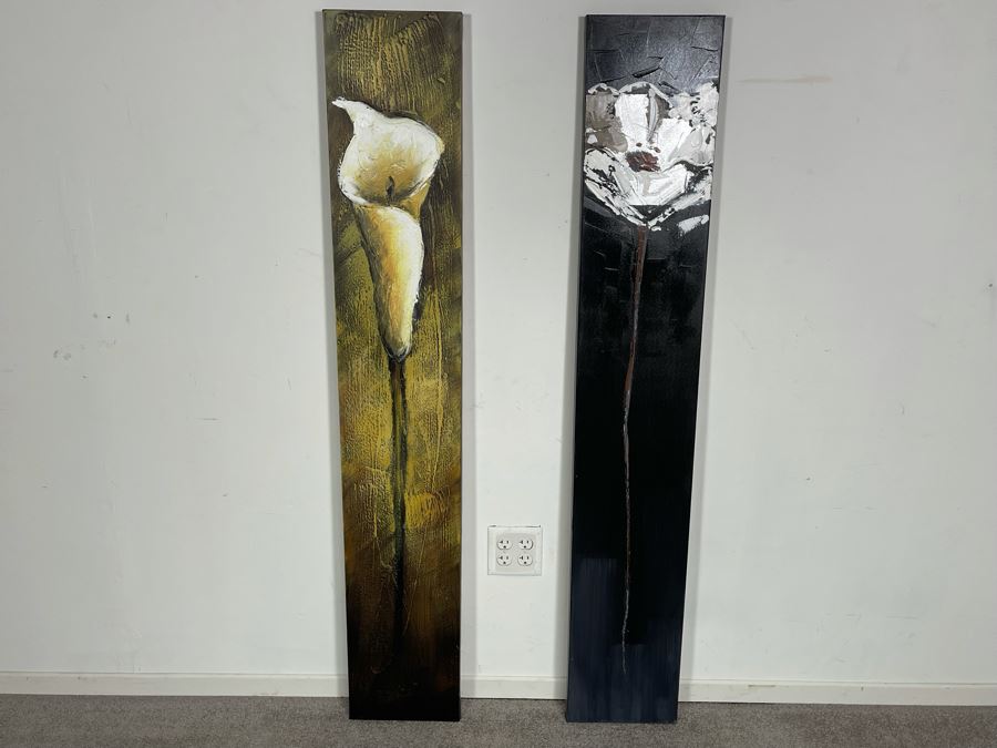 Pair Of Tall Floral Canvas Prints 9.75W X 59H [Photo 1]