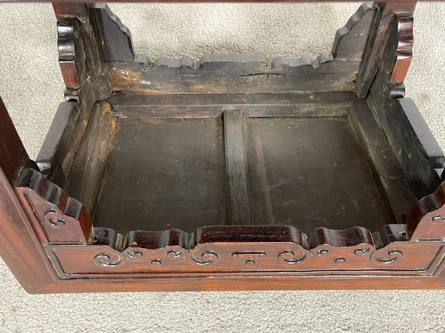 Vintage Chinese Carved Blackwood Rosewood Stand Side Table 16W X 12D X 31H [Photo 21]
