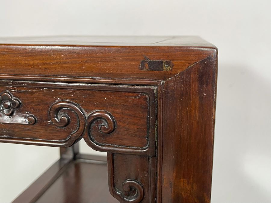 Vintage Chinese Carved Blackwood Rosewood Stand Side Table 16W X 12D X 31H [Photo 14]