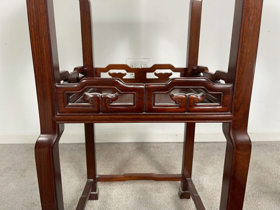 Vintage Chinese Carved Rosewood Stand Side Table 14W X 14D X 36H [Photo 14]
