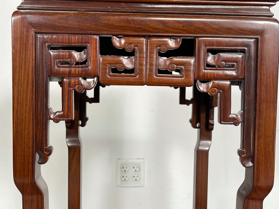 Vintage Chinese Carved Rosewood Stand Side Table 14W X 14D X 36H [Photo 18]