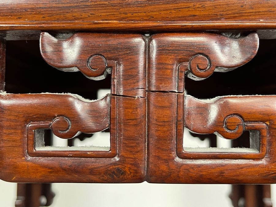 Vintage Chinese Carved Rosewood Stand Side Table 14W X 14D X 36H [Photo 17]