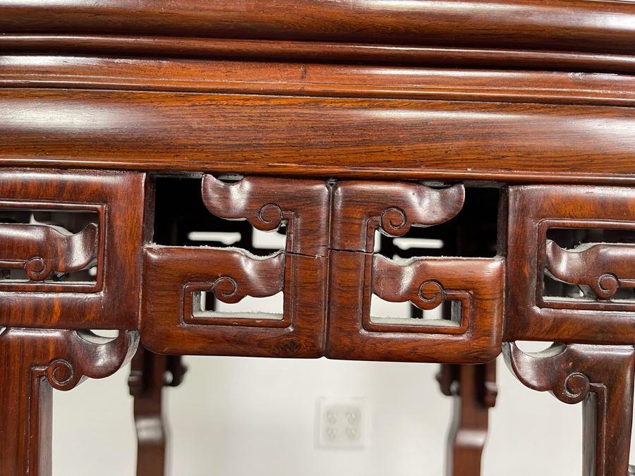 Vintage Chinese Carved Rosewood Stand Side Table 14W X 14D X 36H [Photo 16]