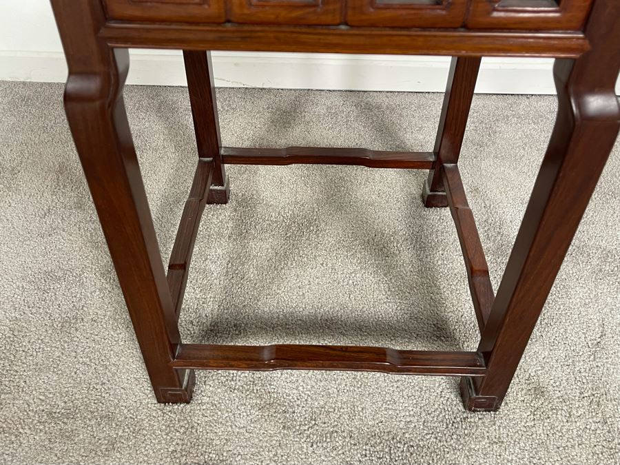 Vintage Chinese Carved Rosewood Stand Side Table 14W X 14D X 36H [Photo 8]