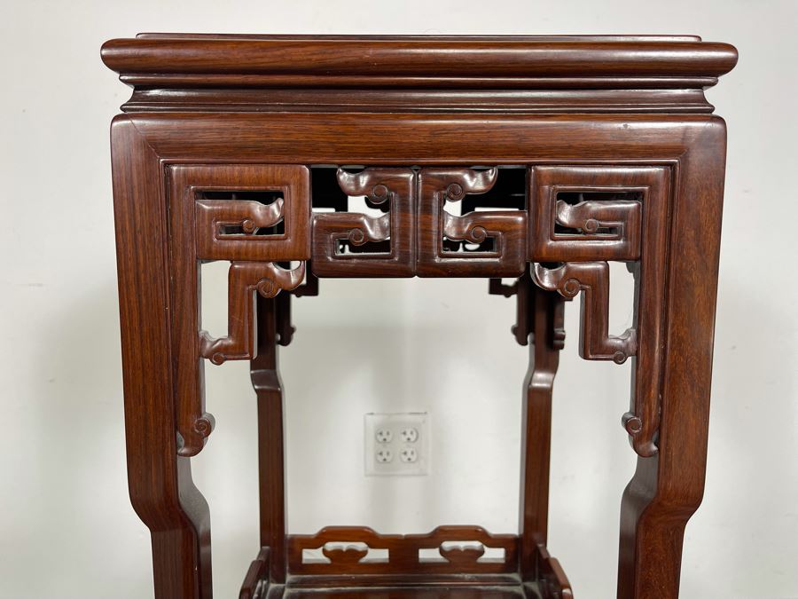 Vintage Chinese Carved Rosewood Stand Side Table 14W X 14D X 36H [Photo 13]