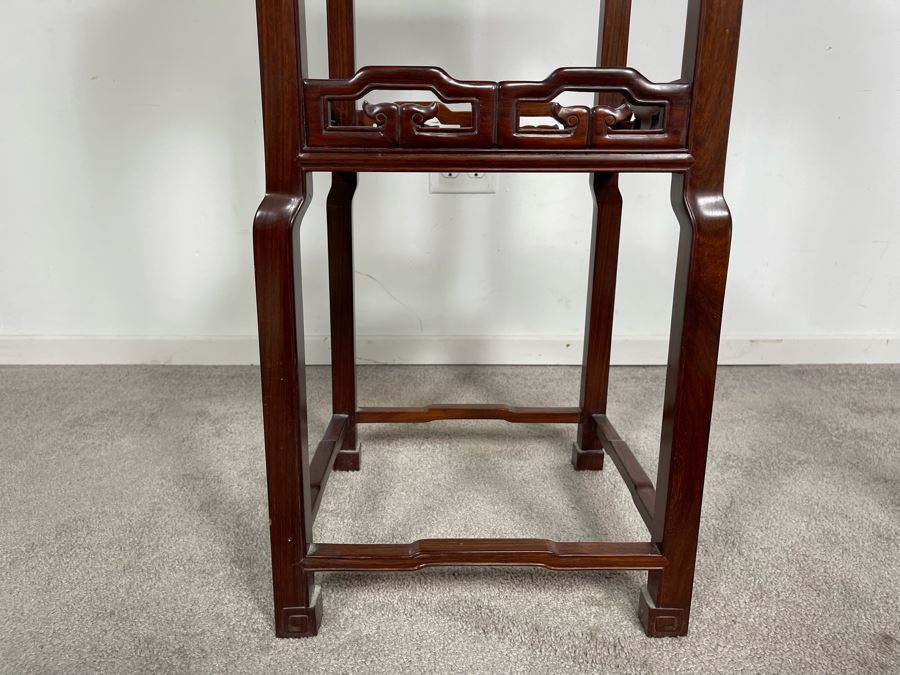 Vintage Chinese Carved Rosewood Stand Side Table 14W X 14D X 36H [Photo 15]