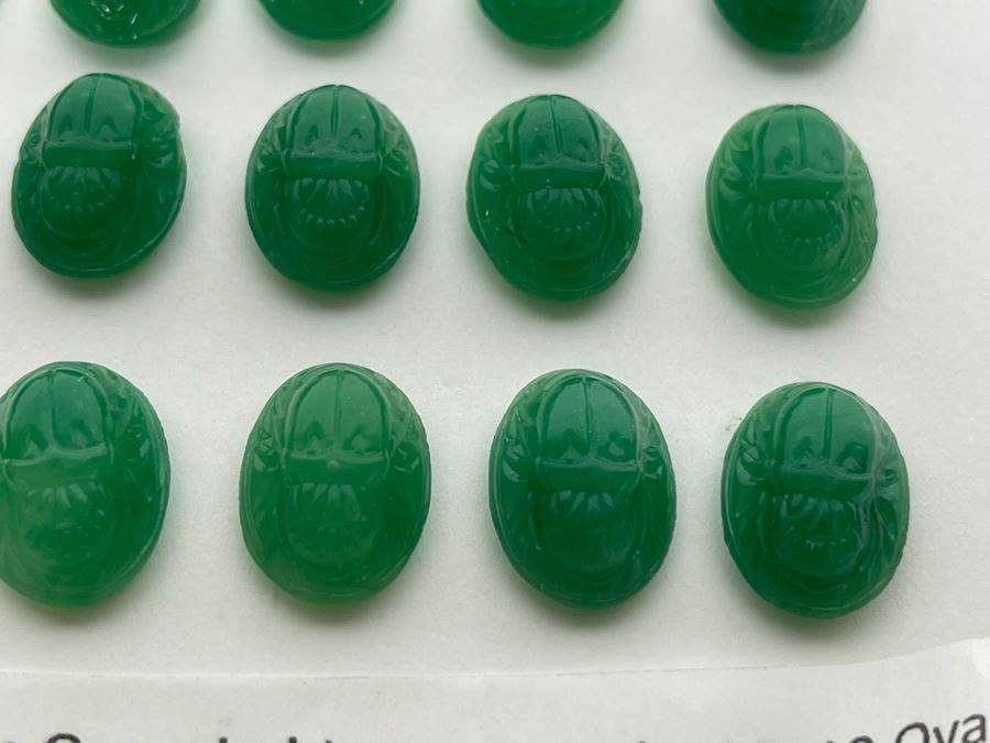 (18) Vintage Emerald Glass Scarabs From Occupied Japan 18 X 13 [Photo 5]