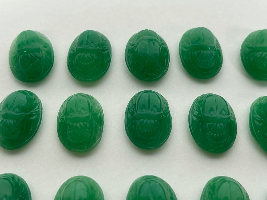 (18) Vintage Emerald Glass Scarabs From Occupied Japan 18 X 13 [Photo 7]