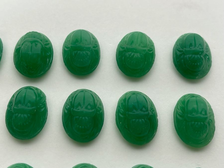 (18) Vintage Emerald Glass Scarabs From Occupied Japan 18 X 13 [Photo 6]