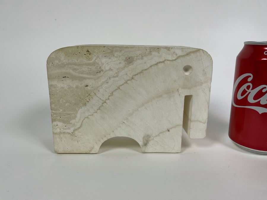 Fratelli Mannelli Carved Travertine Elephant Sculpture Made In Italy 6.75W X 2.5D X 5H [Photo 2]
