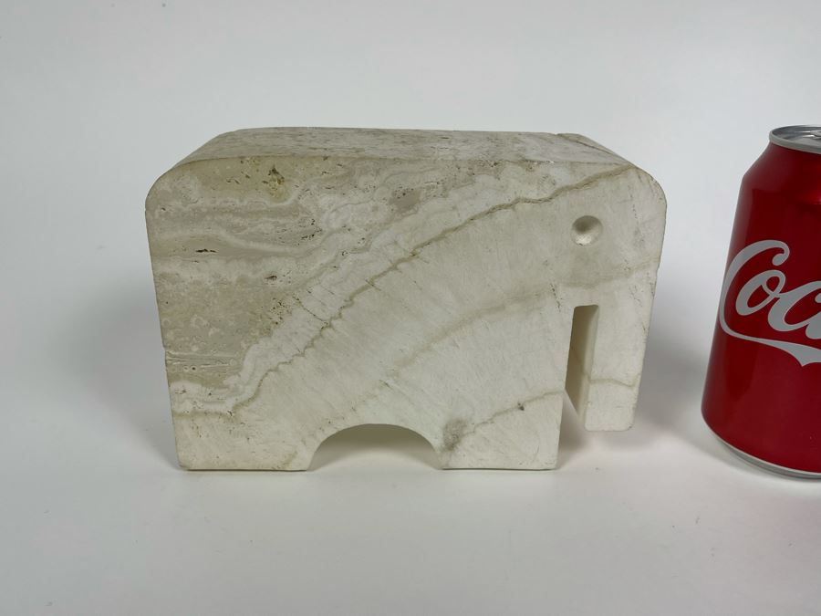 Fratelli Mannelli Carved Travertine Elephant Sculpture Made In Italy 6.75W X 2.5D X 5H [Photo 1]