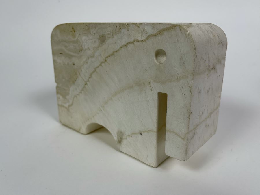 Fratelli Mannelli Carved Travertine Elephant Sculpture Made In Italy 6.75W X 2.5D X 5H [Photo 4]