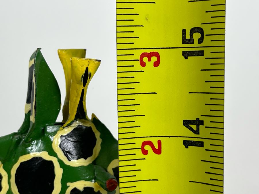 Pair Of Handmade African Sculptures: Metal Giraffe Sculpture From Zimbabwe 15H And Carved Wood Giraffee [Photo 10]