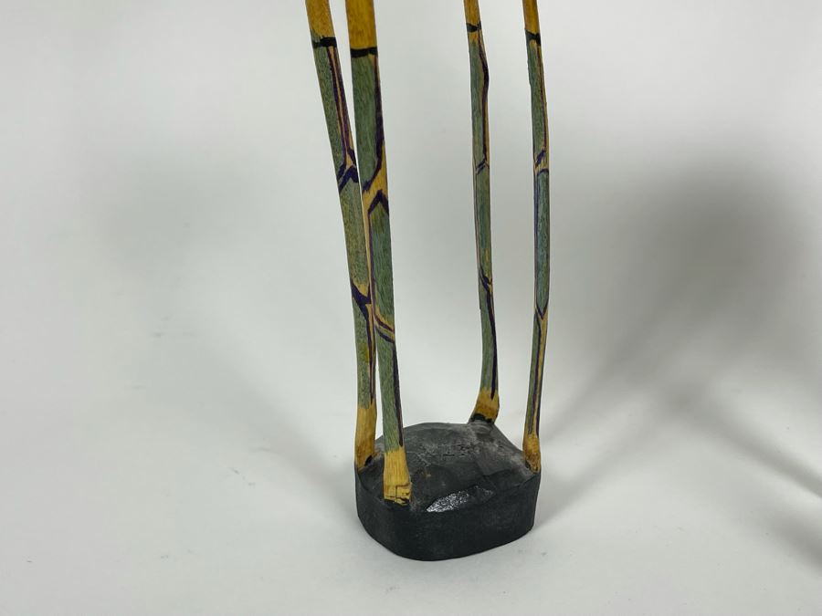 Pair Of Handmade African Sculptures: Metal Giraffe Sculpture From Zimbabwe 15H And Carved Wood Giraffee [Photo 7]