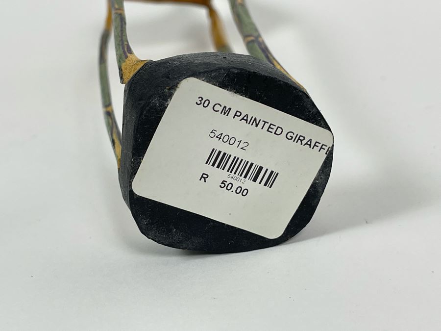 Pair Of Handmade African Sculptures: Metal Giraffe Sculpture From Zimbabwe 15H And Carved Wood Giraffee [Photo 9]