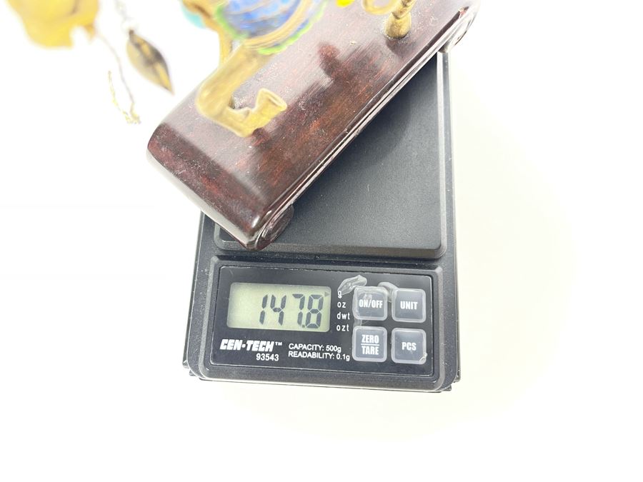 Vintage Chinese Silver Cloissone Horse On Wooden Stand Signed Silver Made In China 147.8g [Photo 26]