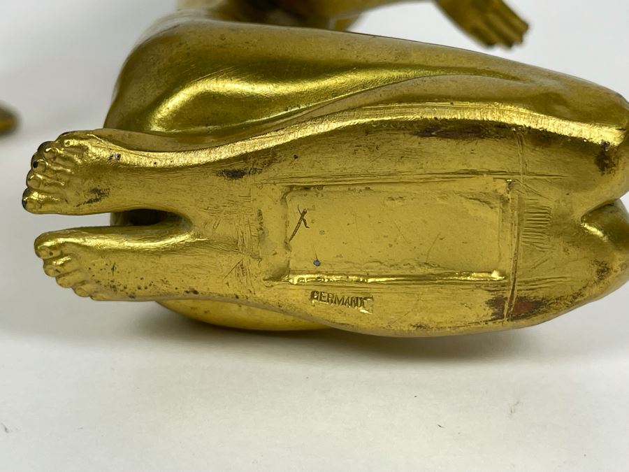 Set Of Three Gilt Metal Art Deco Sculptures Made In Germany Believed To Be Part Of Stand 4.5H X 3D [Photo 15]