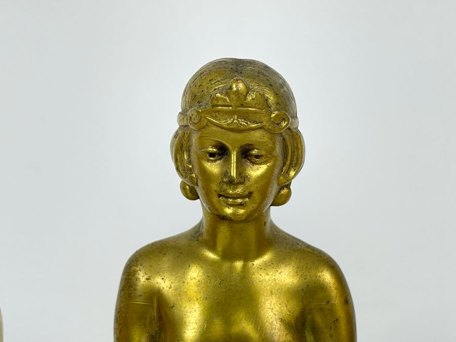 Set Of Three Gilt Metal Art Deco Sculptures Made In Germany Believed To Be Part Of Stand 4.5H X 3D [Photo 13]