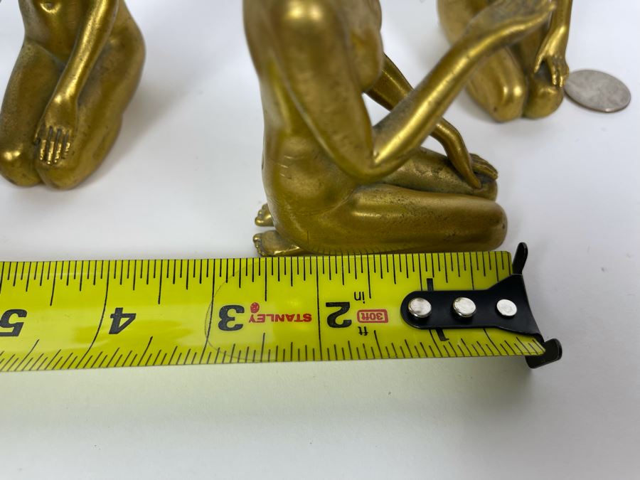 Set Of Three Gilt Metal Art Deco Sculptures Made In Germany Believed To Be Part Of Stand 4.5H X 3D [Photo 18]