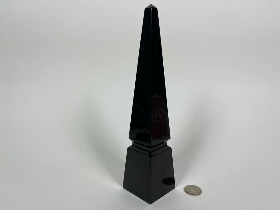Baccarat France Black Crystal Obelisk Sculpture 10H [Photo 2]