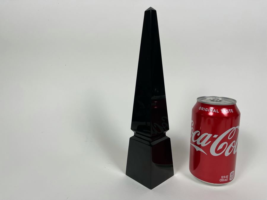 Baccarat France Black Crystal Obelisk Sculpture 10H [Photo 7]