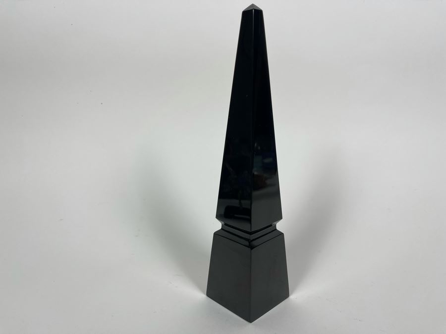 Baccarat France Black Crystal Obelisk Sculpture 10H [Photo 6]