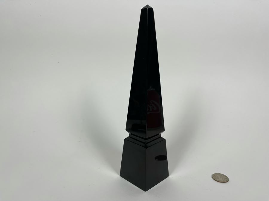 Baccarat France Black Crystal Obelisk Sculpture 10H [Photo 4]